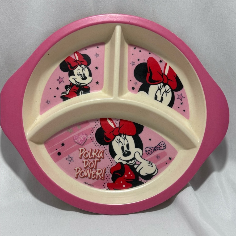 COLLECTIBLE WALT DISNEY MINNIE MOUSE BAMBOO FIBER‎ SECTIONAL DINNERWARE PLATE.
